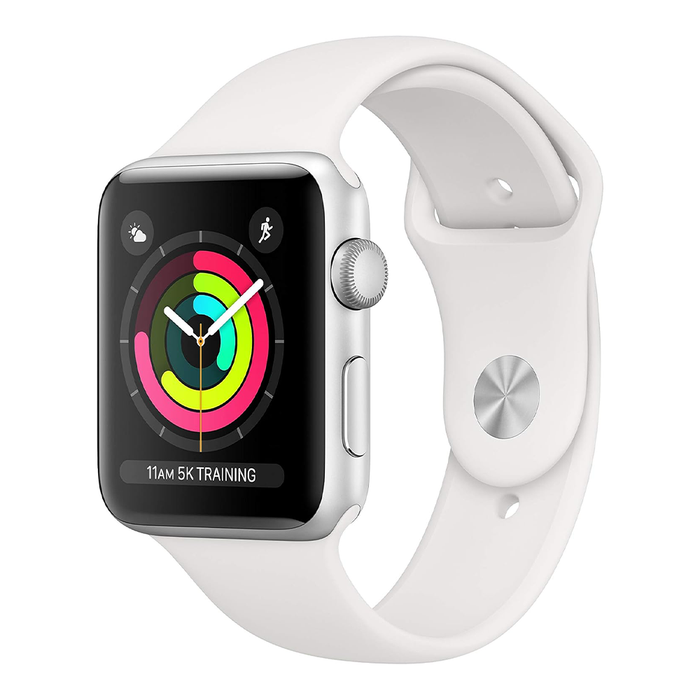 Apple Watch Series 3 42mm – Silver Aluminum/White Sport Band (Refurbished)