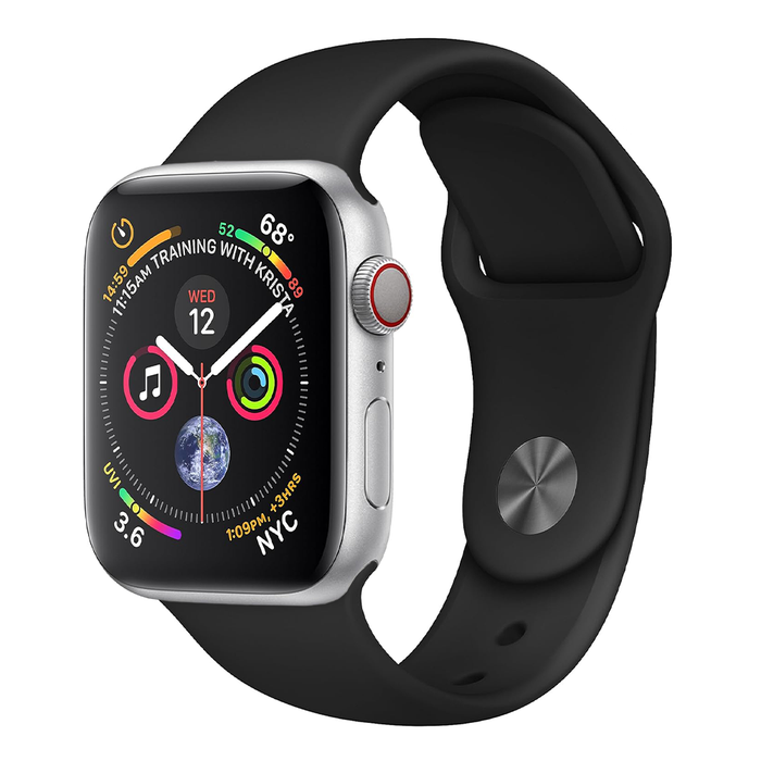 Apple Watch Series 4 44mm – Silver Aluminum/Black Sport Band — Heavy Scratches (AS-IS)