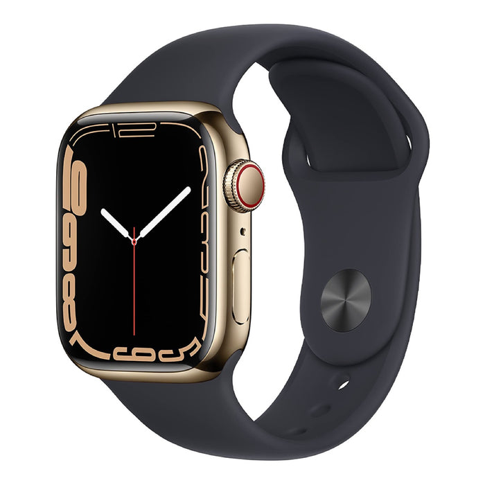 Apple Watch Series 7 41mm – Gold Stainless Steel/Black Sport Band (Refurbished)