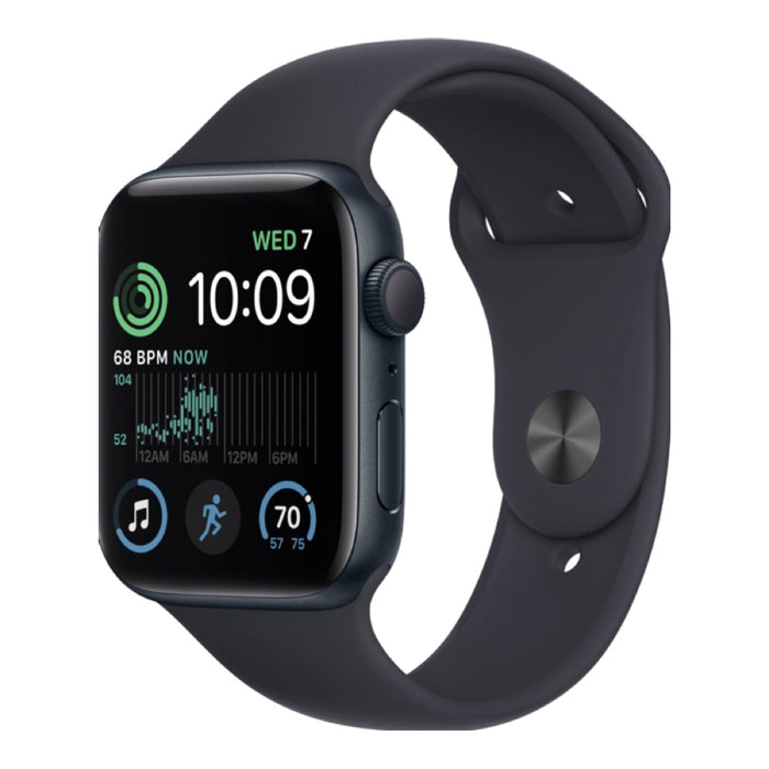 Apple Watch Series SE 2 44MM – Midnight Aluminum / Black Rubber Band (Refurbished)