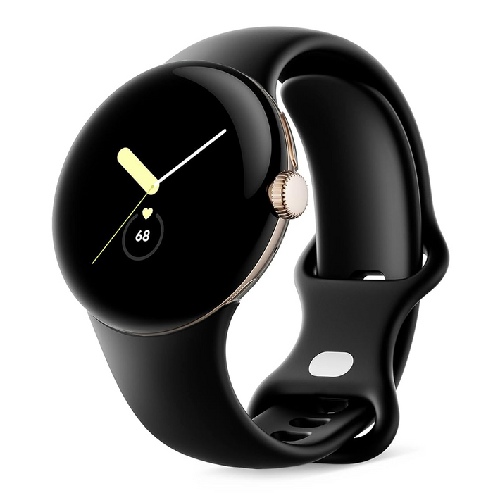 Google Pixel Watch 1 41mm – Champagne Gold Stainless Steel/Black Sport Band — Heavy Scratches (AS-IS)