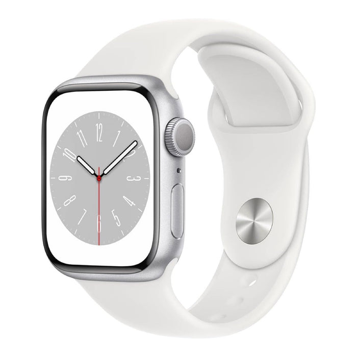 Apple Watch Series 8 41mm – Silver Aluminum/White Sport Band (Refurbished)