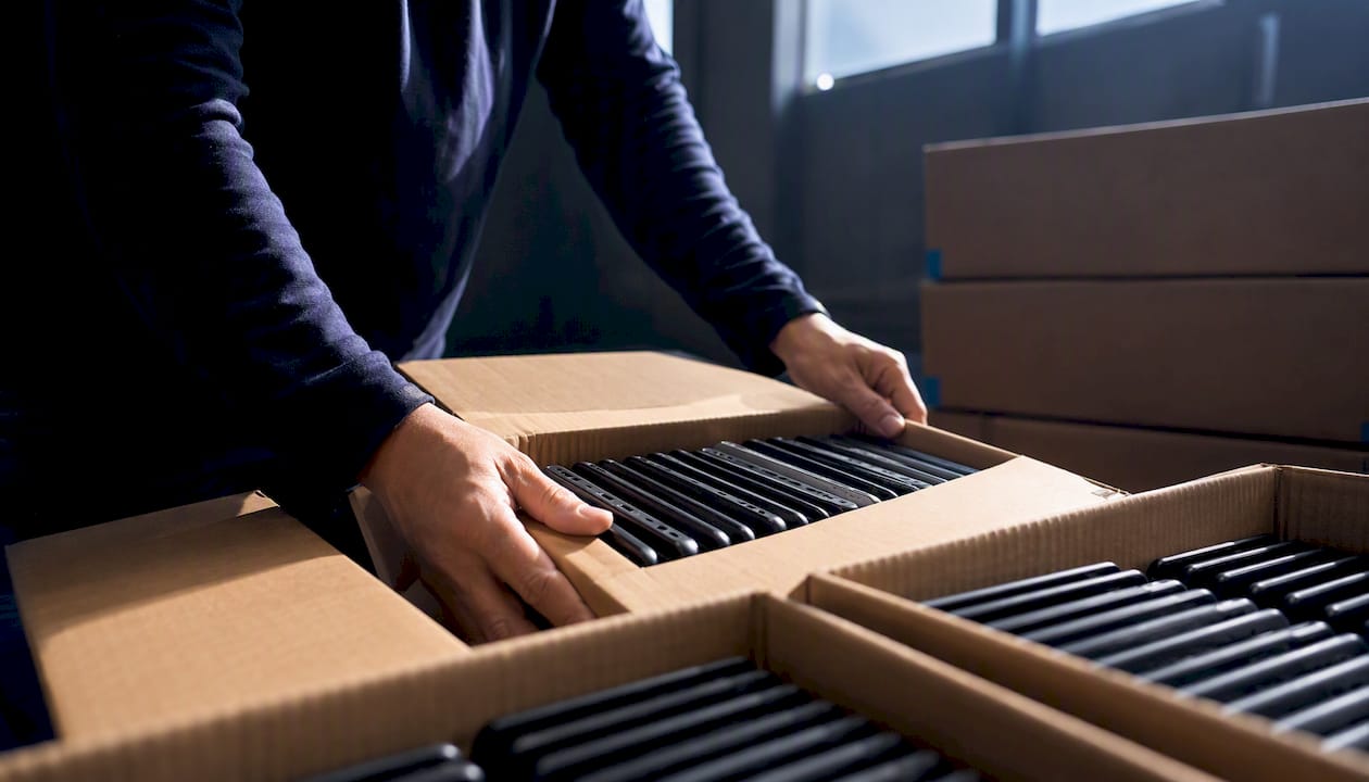Bulk refurbished phone shipment being received