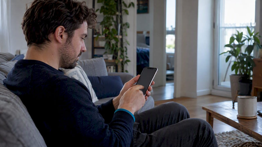 Person setting up an iPhone at home