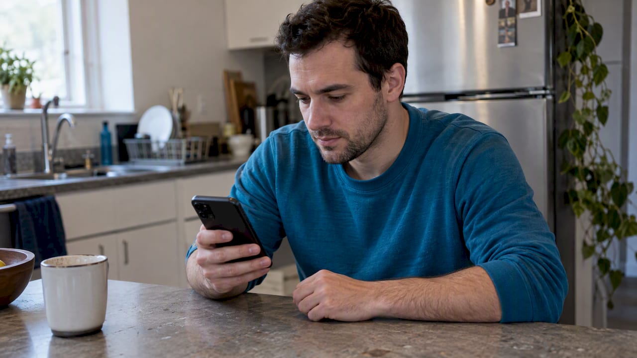 Buyer checking a refurbished phone listing