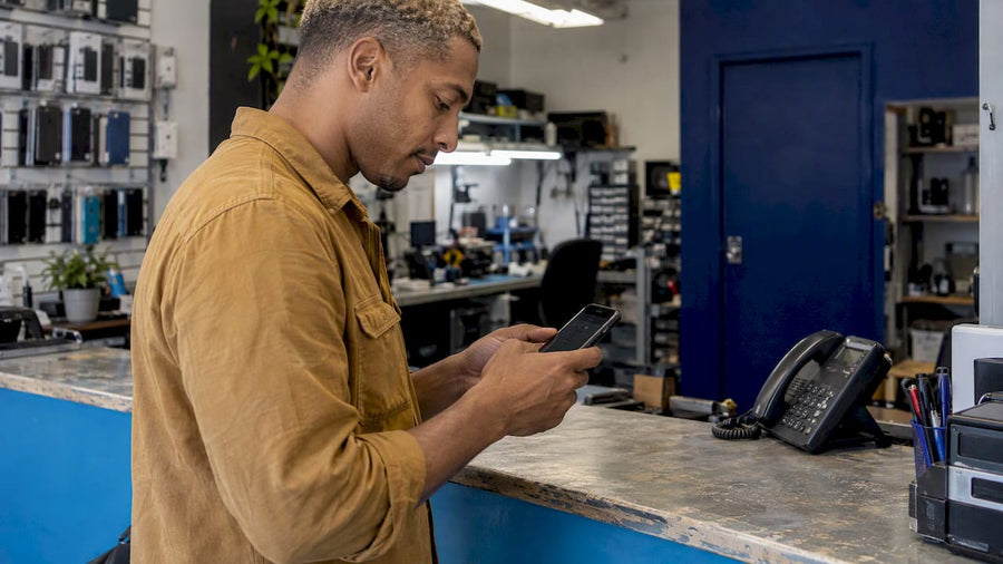 Owner setting up a small-business phone