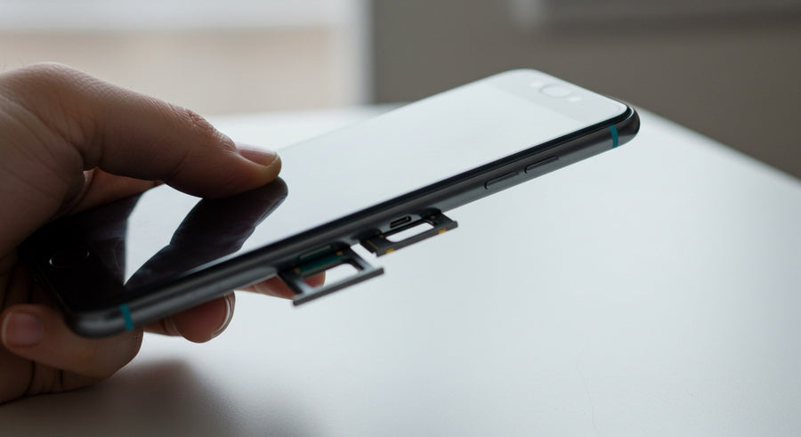 Checking a phone's SIM tray while verifying its IMEI