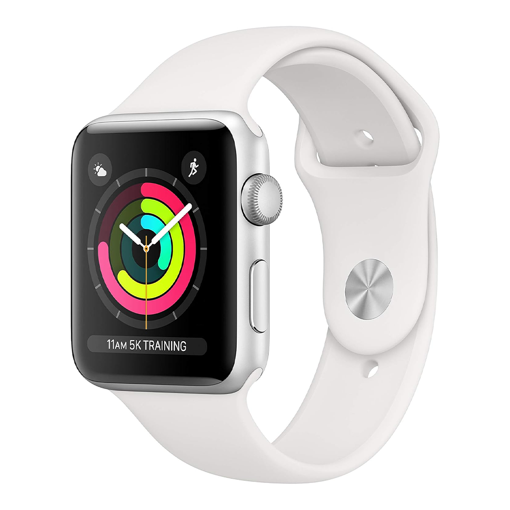 Apple Watch Series 3 42mm – Silver Aluminum/White Sport Band (Refurbished)
