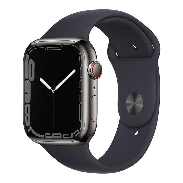 Apple Watch Series 7 45mm – Graphite Stainless Steel/Black Sport Band (Refurbished)