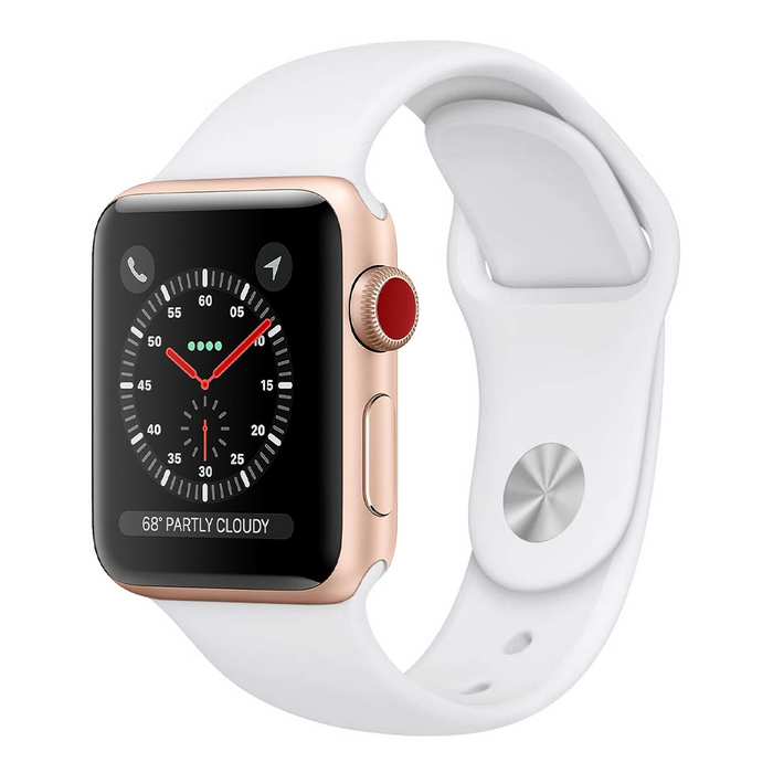 Apple Watch Series 3 38mm – Silver Aluminum/White Sport Band (Refurbished)