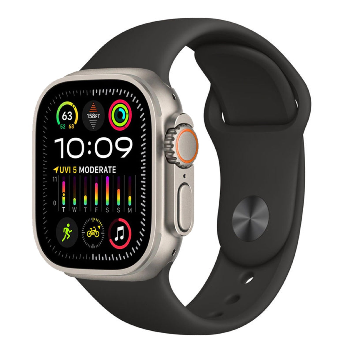 Apple Watch Series Ultra 2 49mm – Natural Titanium/Black Sport Band (Refurbished)