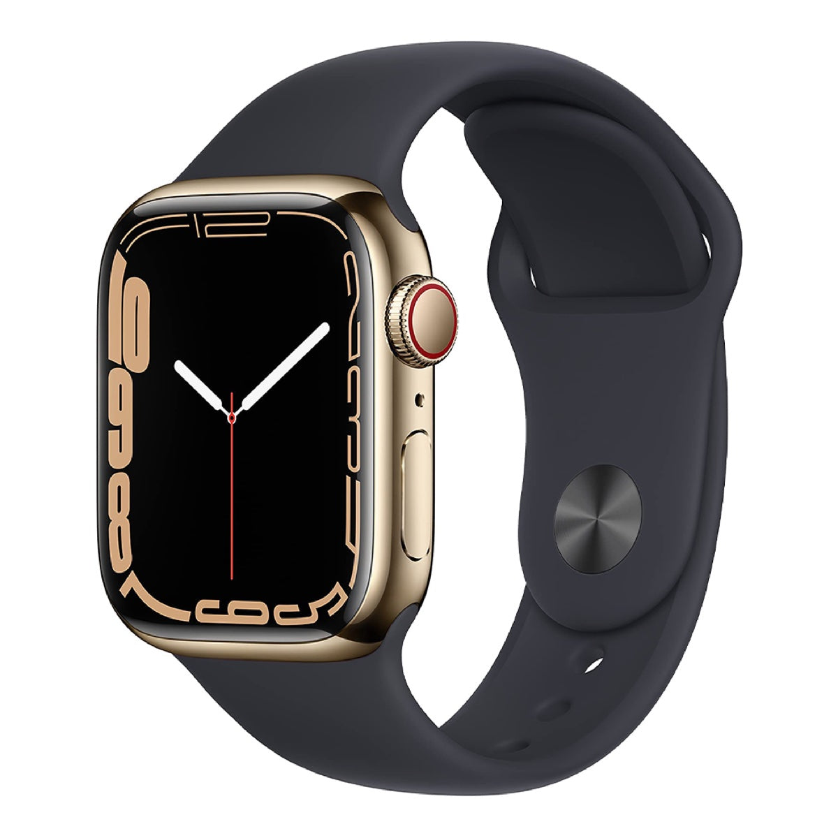 Apple Watch Series 7 41mm – Gold Stainless Steel/Black Sport Band (Refurbished)