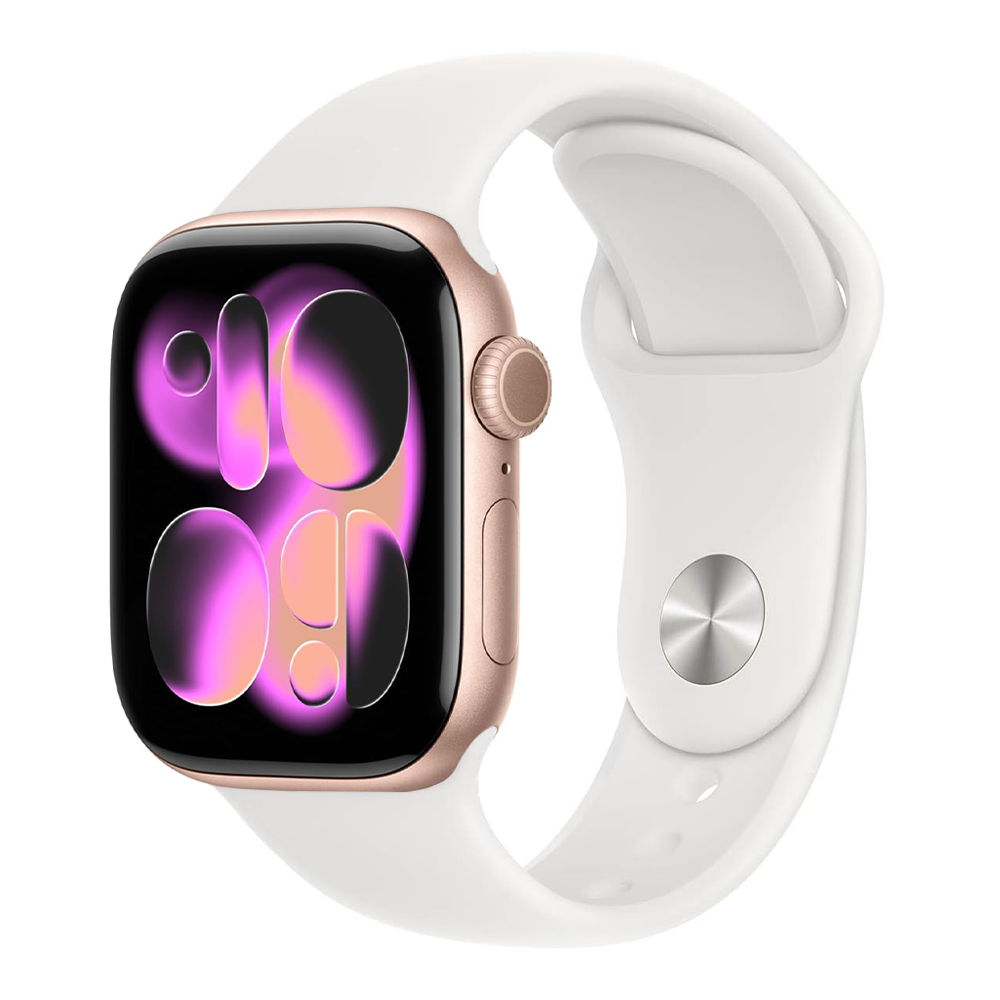 Apple Watch Series 11 46mm – Rose Gold Aluminum/White Sport Band