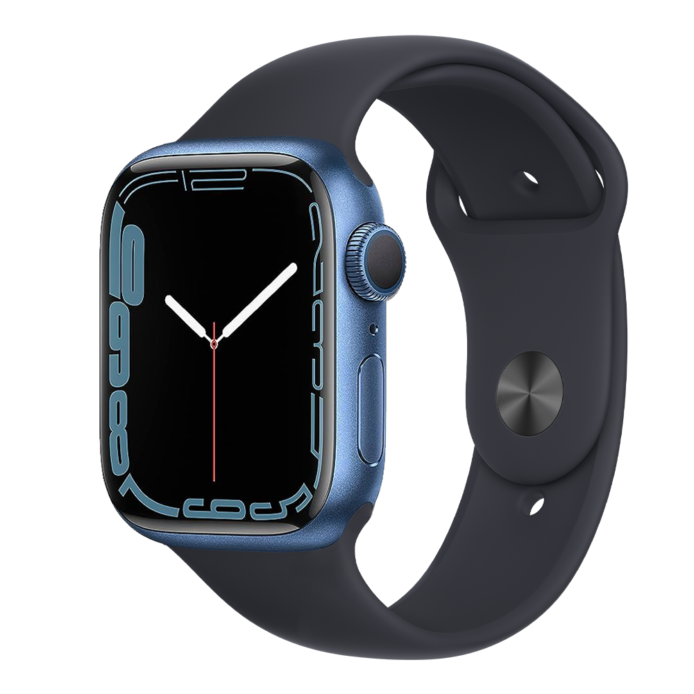 Apple Watch Series 7 41mm – Blue Aluminum/Black Sport Band (Refurbished) - image 2