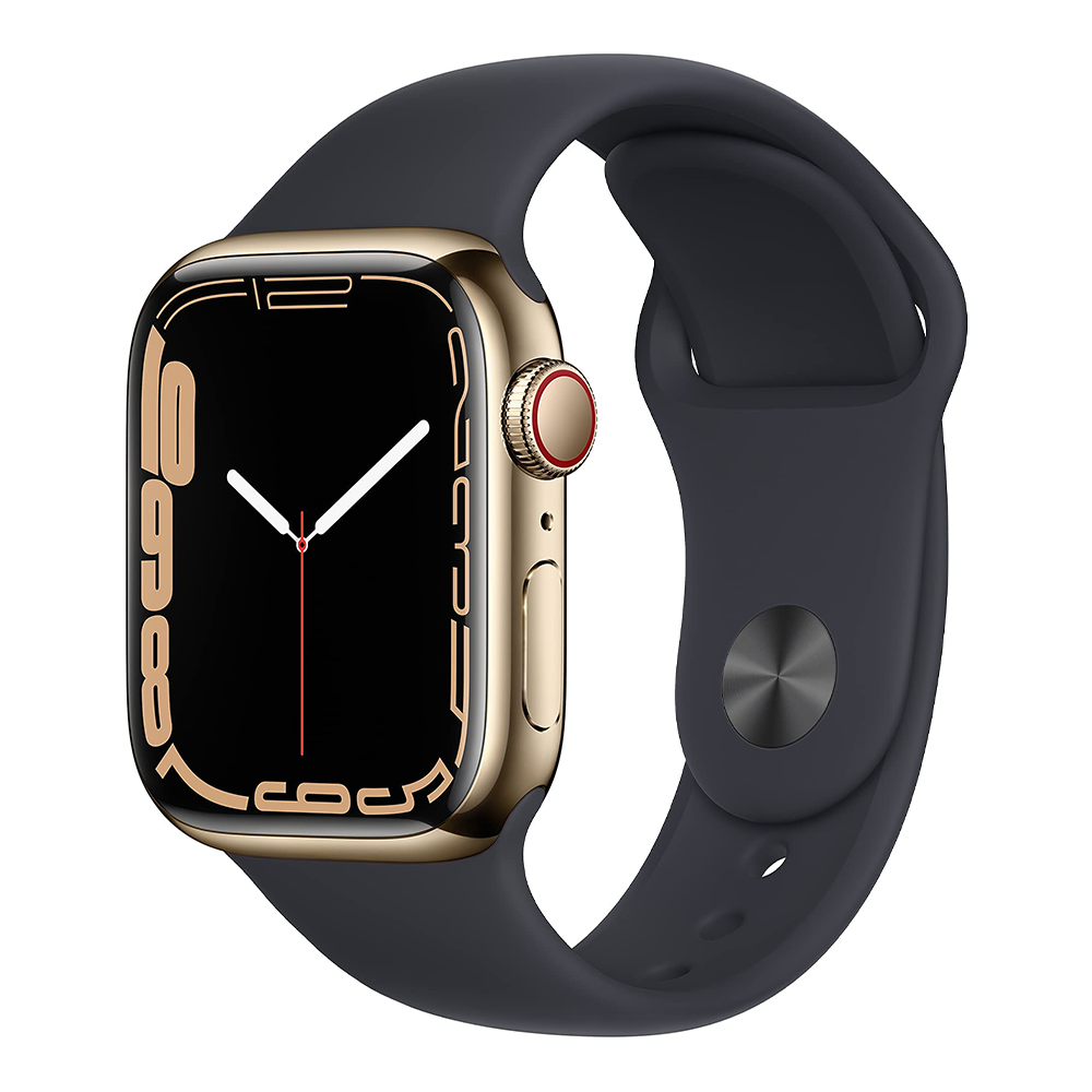 Apple Watch Series 7 41mm – Gold Stainless Steel/Black Sport Band (Refurbished) - image 2