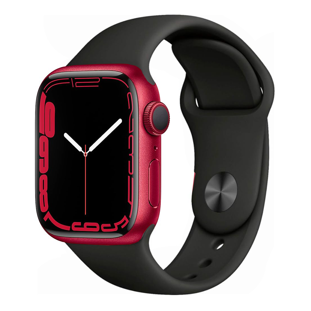 Apple Watch Series 7 41mm 32GB GPS - Red Aluminum/Black Sport Band