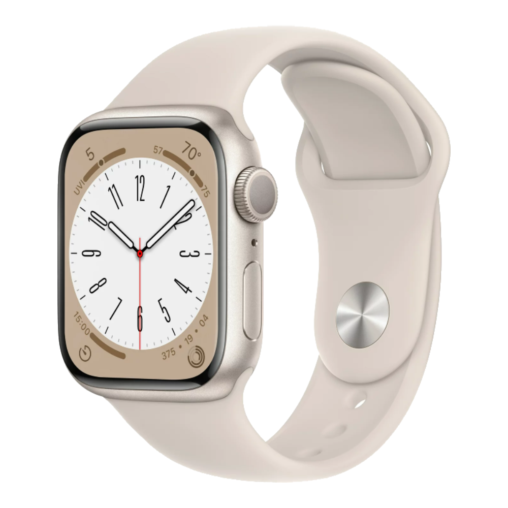 Apple Watch Series 7 41mm – Starlight Aluminum / White Rubber Band (Refurbished) - image 2