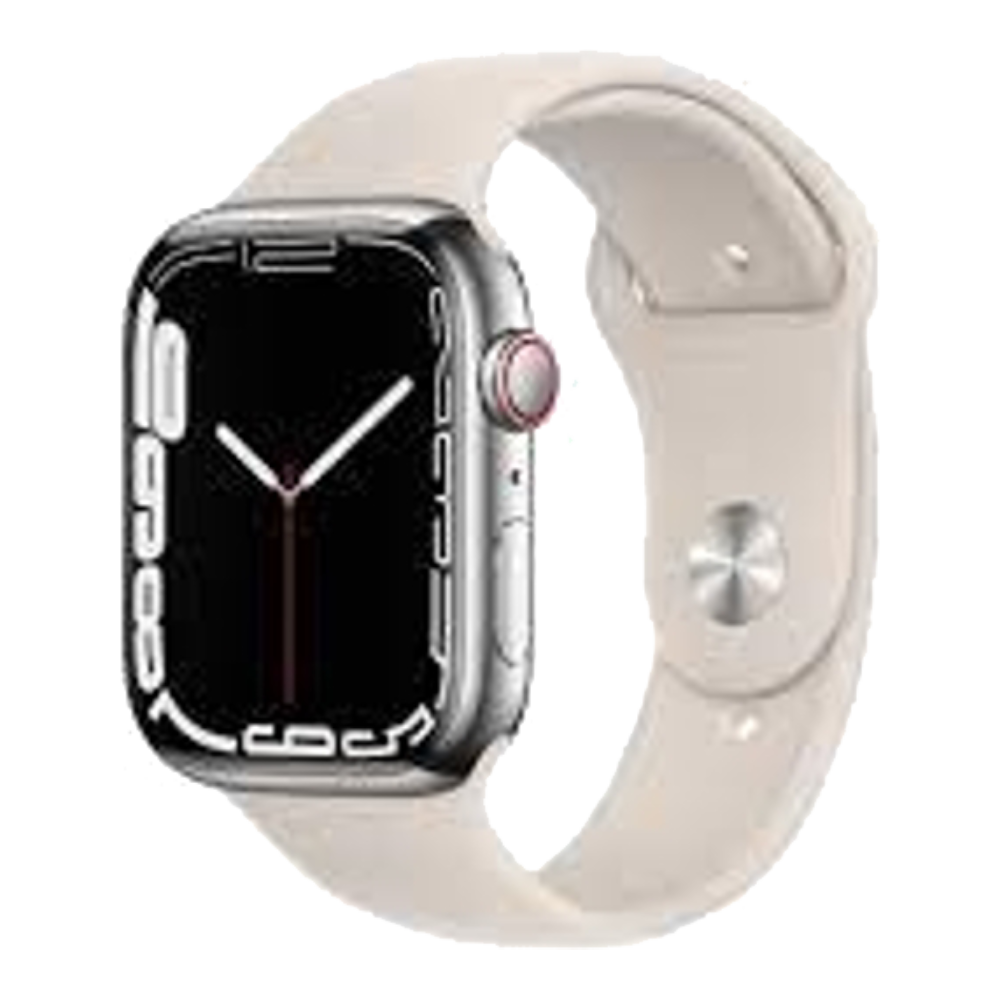 Apple Watch Series 7 45mm – Silver Stainless Steel / White Rubber Band (Refurbished) - image 2
