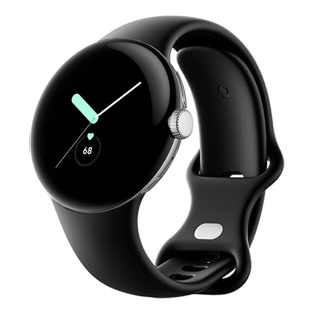 Google Pixel Watch 1 41mm – Polished Silver Stainless Steel/Black Sport Band (Refurbished)