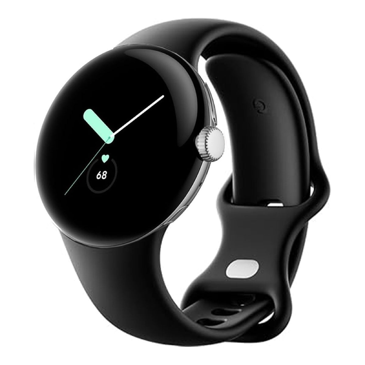 Google Pixel Watch 1 41mm – Polished Silver Stainless Steel/Black Sport Band (Refurbished)