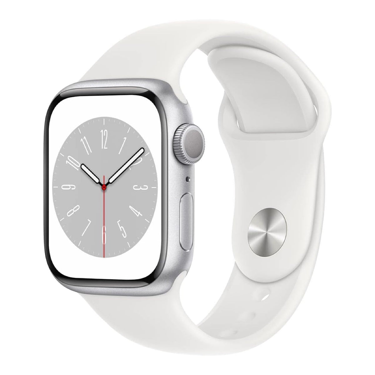Apple Watch Series 8 41mm – Silver Aluminum/White Sport Band (Refurbished)