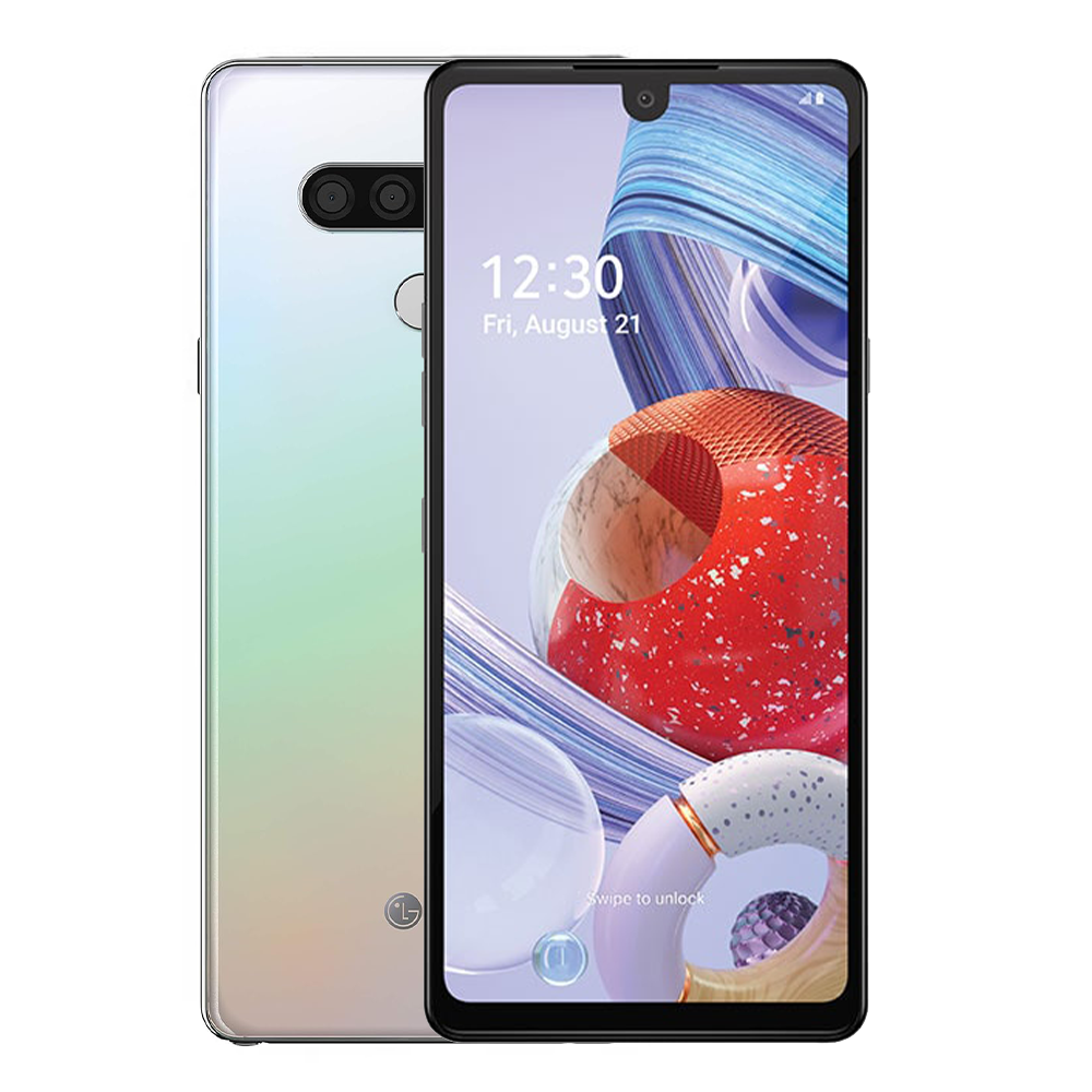 LG Stylo 6 – Holographic White — Screen Burn / Shadow (AS-IS)