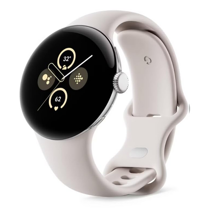 Google Pixel Watch 1 41mm – Polished Silver Stainless Steel/White Sport Band (Refurbished)