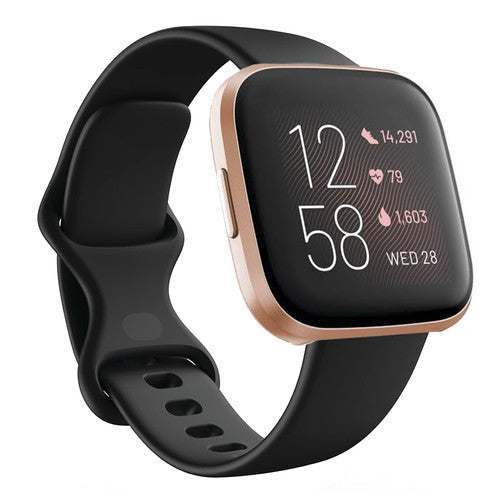 Fitbit Versa 2 40mm – Copper Rose Aluminum/Black Sport Band (Refurbished)