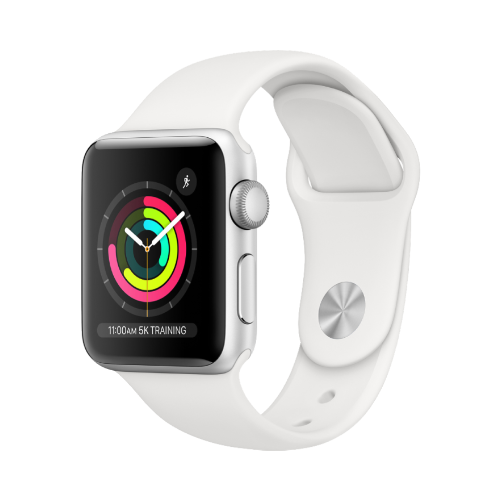 Apple Watch Series 3 38MM 16GB Cellular - Silver Aluminum / White Rubber Band